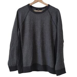 Vince Mens‎ Sweater Large Gray Birds Eye Shirt Wool Cashmere Crew Neck Raglan